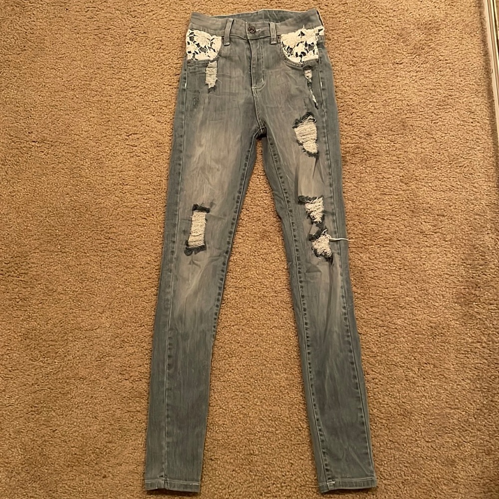 Size 26, Carmar, lace denim skinny jeans
